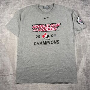 Team Canada Hockey Shirt Mens Large Gray Nike World Cup of Hockey 2004 Champions